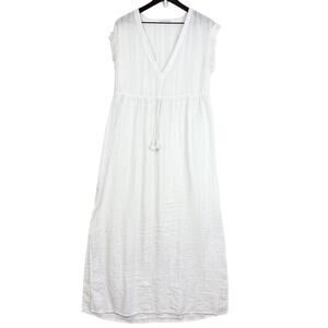 Robin Piccone Natalie Long Caftan Swim Cover Up Maxi Dress White - Size M